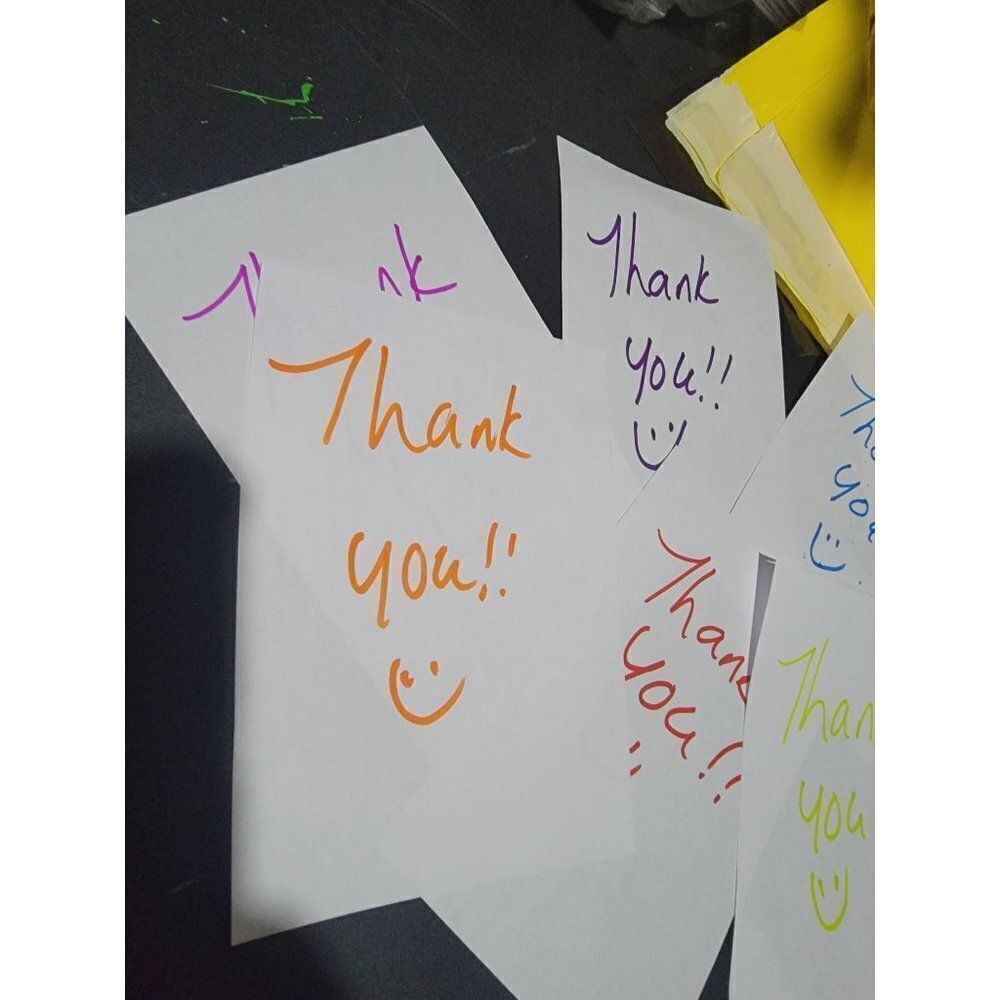 100 pc Handwritten " Thank You " Cards Sheets Papers